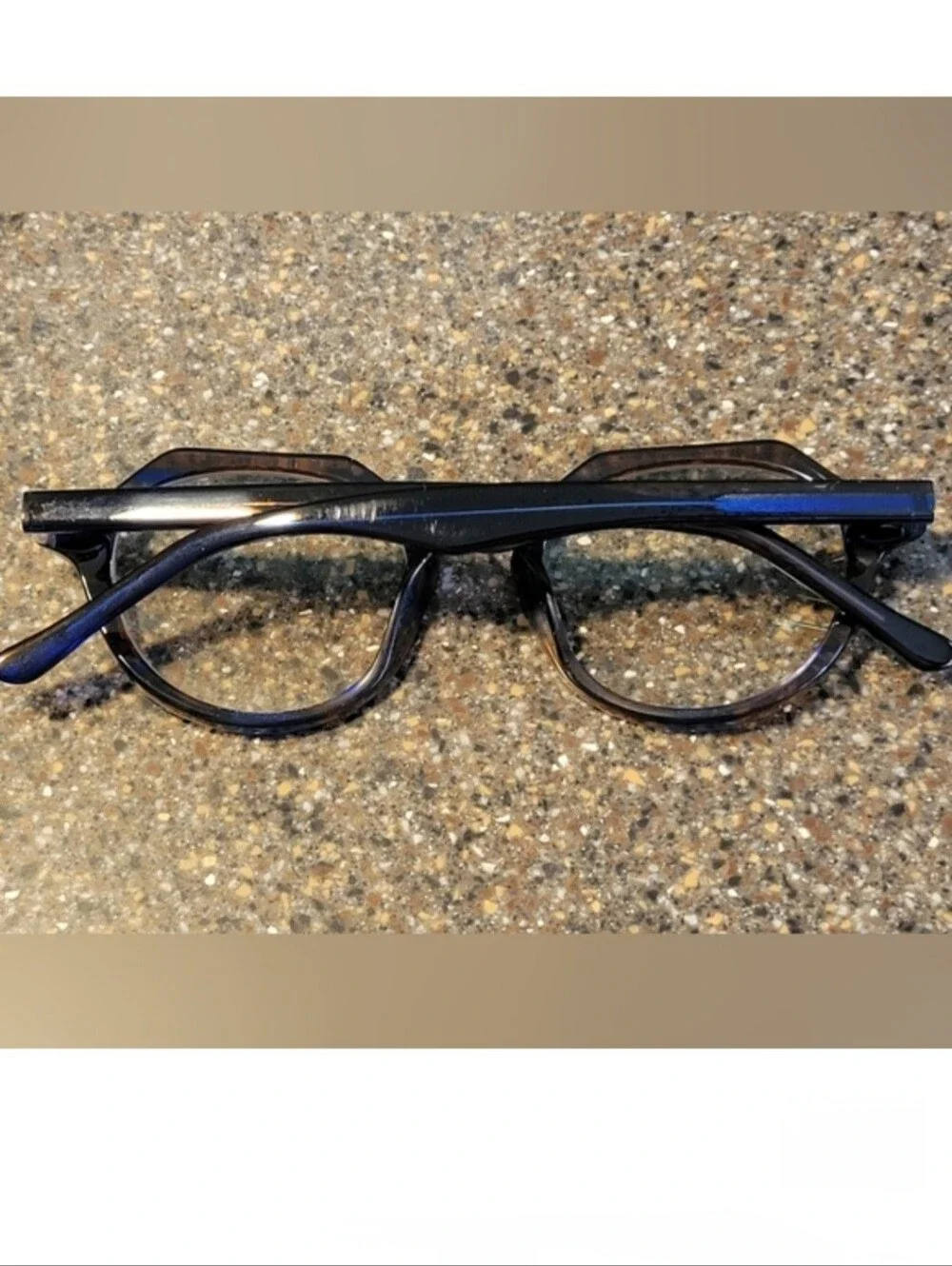 Zenni Premium Acetate Geometric Frames (4429839) + Case - Navy & Amber Tortoise